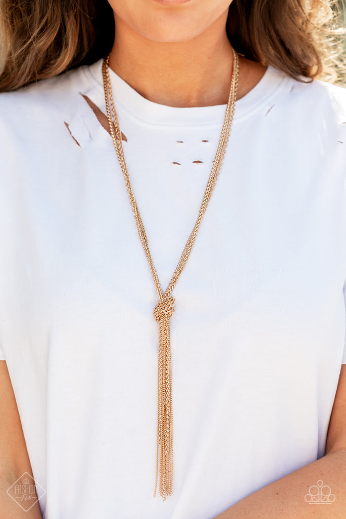 KNOT All There - Gold Necklace-Paparazzi