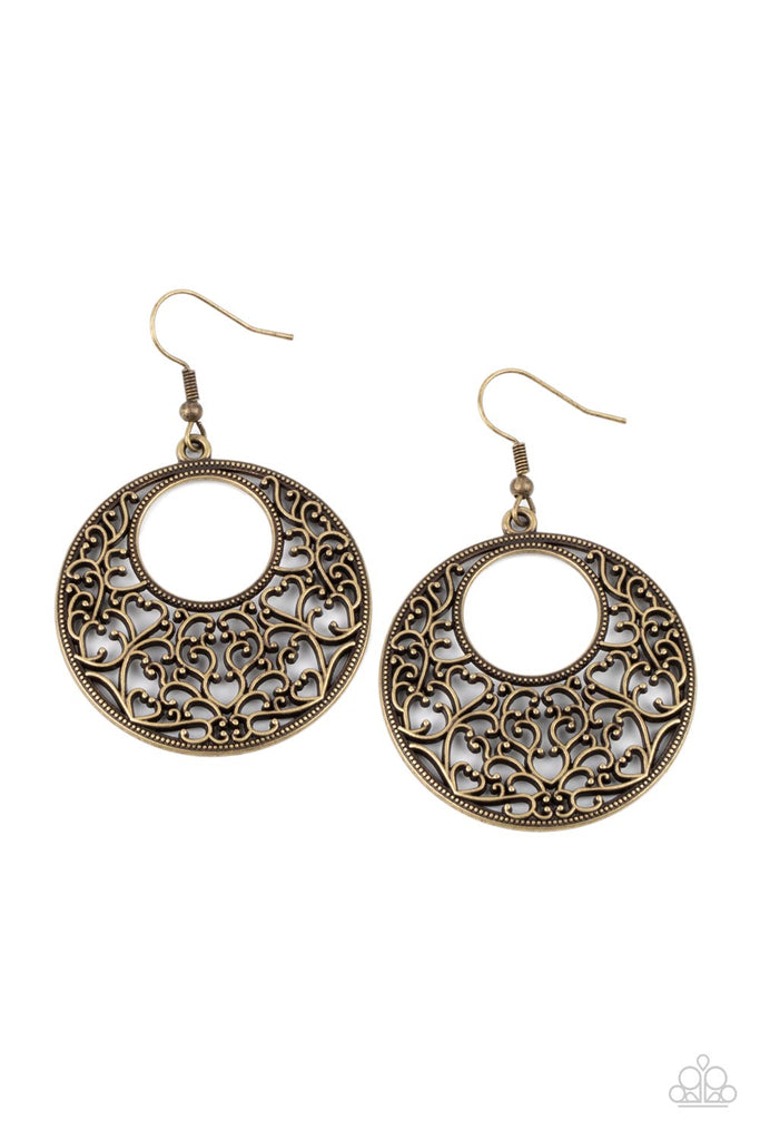 Vineyard Romance - Brass Earring-Paparazzi