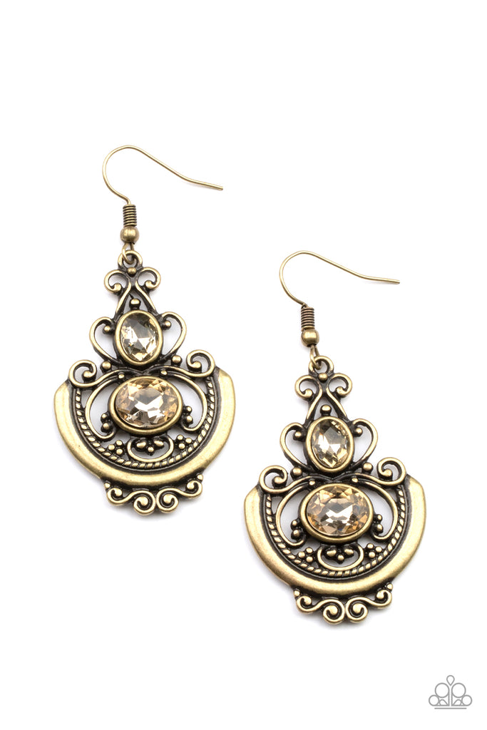 Unlimited Vacation - Brass Earring-Paparazzi
