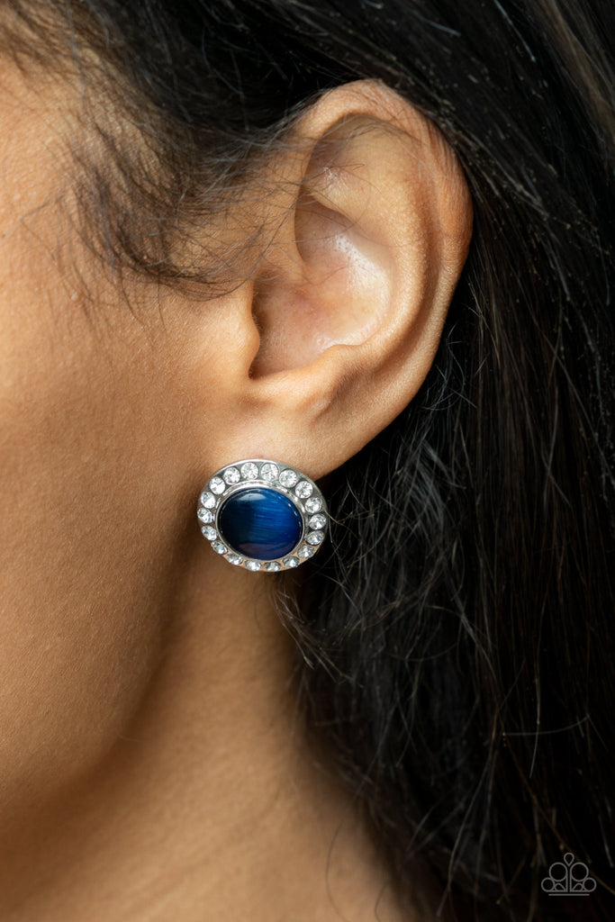 Glowing Dazzle - Blue Post Earring-Paparazzi