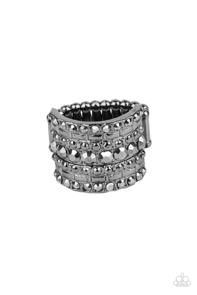 Target Locked - Black Gunmetal Ring-Paparazzi - The Sassy Sparkle