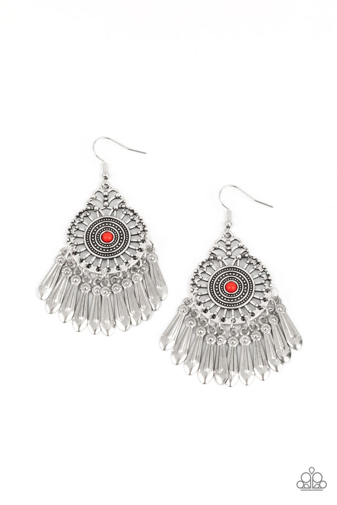 Dream a Little DREAMCATCHER - Red Earring-Paparazzi Jewelry - The Sassy Sparkle