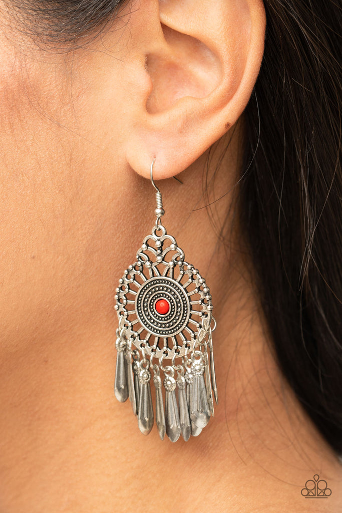 Dream a Little DREAMCATCHER - Red Earring-Paparazzi