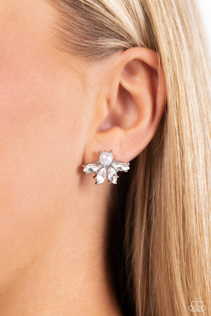 Stellar Showcase - White Post Earring-Paparazzi