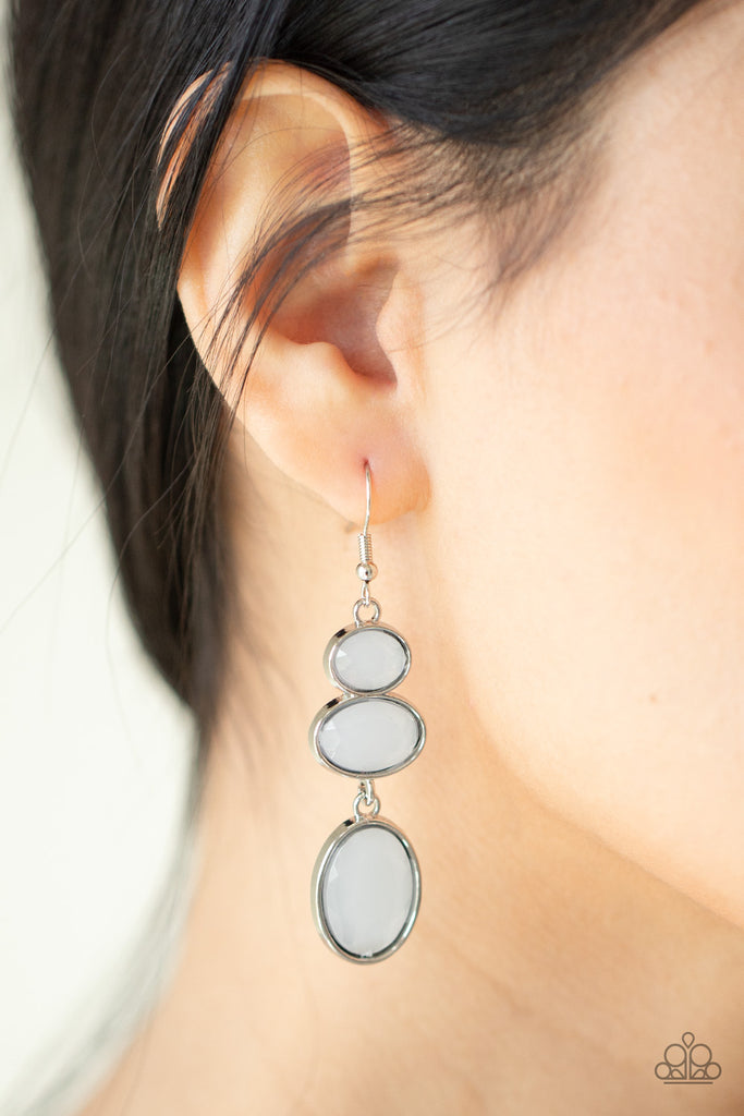 Tiers Of Tranquility - White Earring-Paparazzi