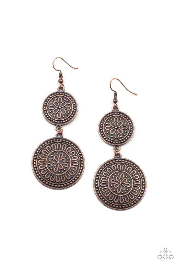 Road Trip Paradise - Vintage Copper Earring-Paparazzi