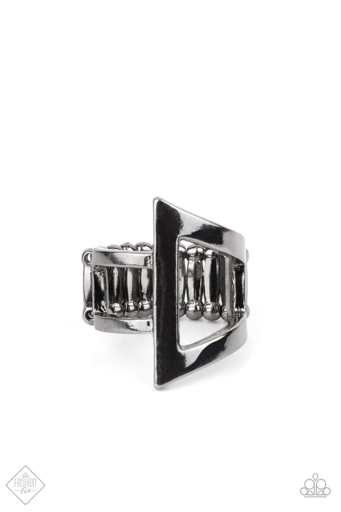 Rebel Edge - Black Gunmetal Ring-Paparazzi