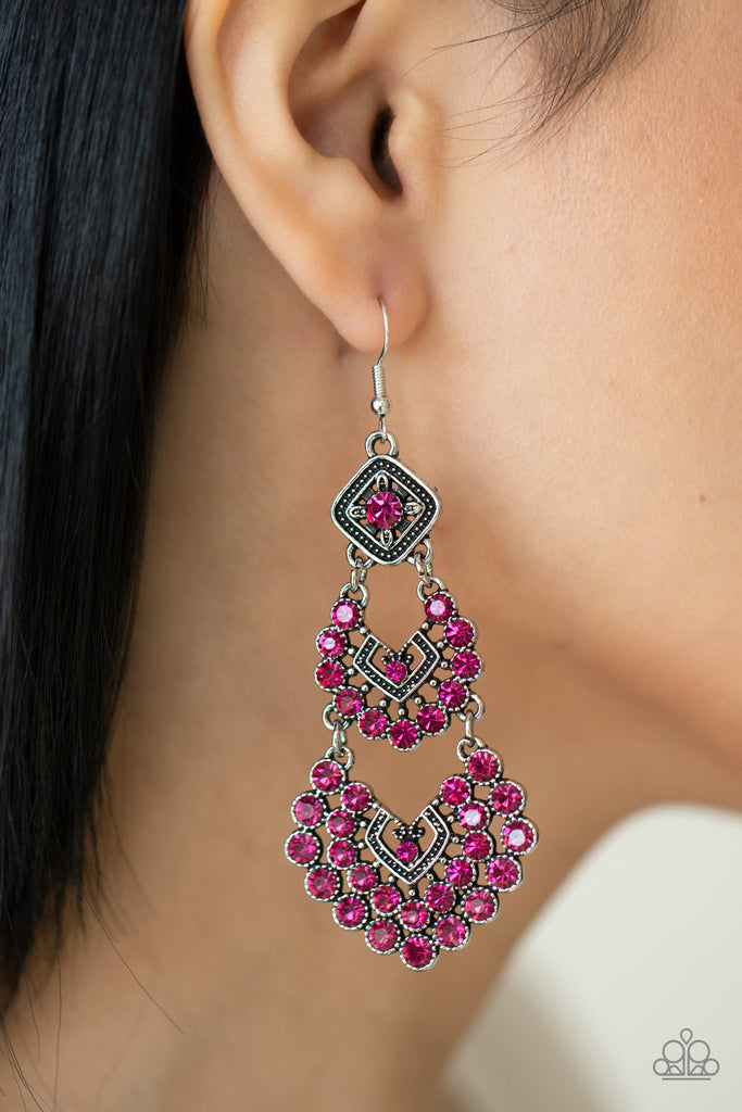 All For The GLAM - Pink Earring-Paparazzi