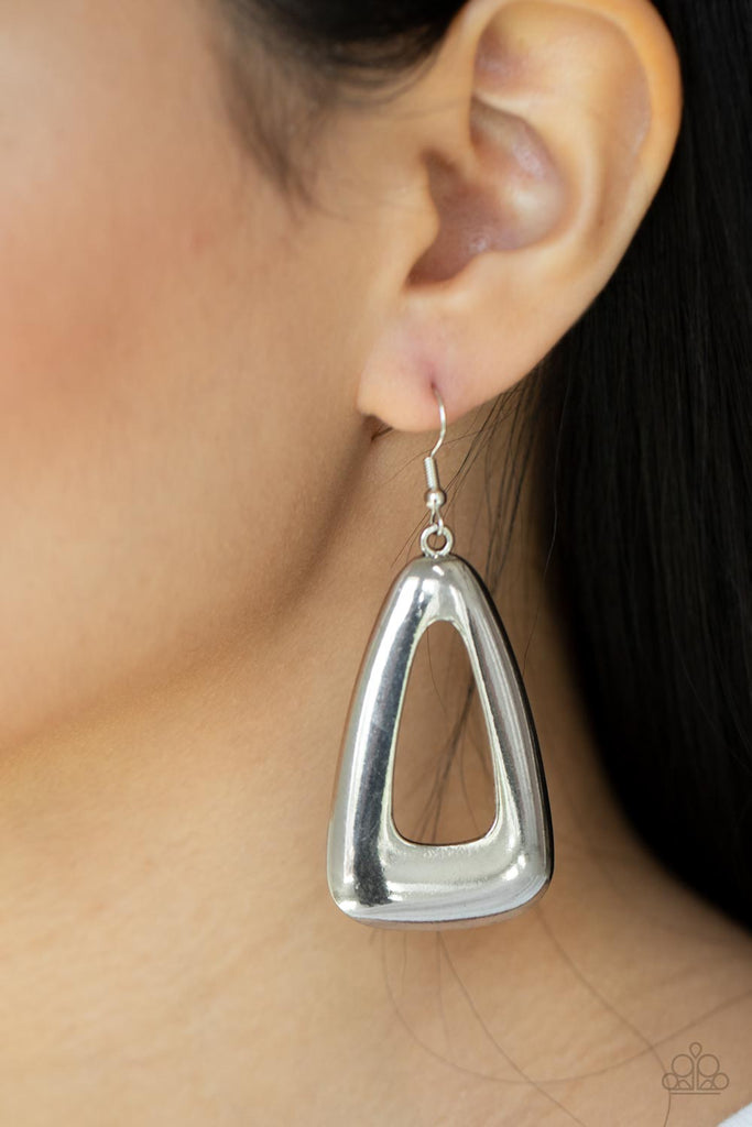 Irresistibly Industrial - Silver Earring-Paparazzi