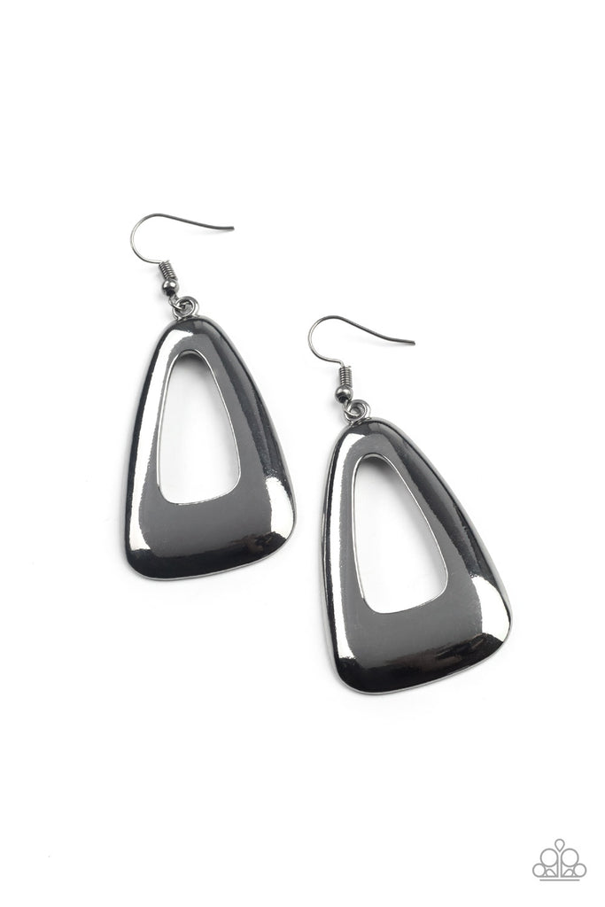 Irresistibly Industrial - Black Gunmetal Earring-Paparazzi