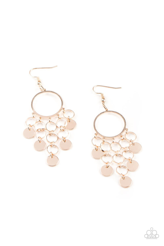 Cyber Chime - Rose Gold Earring-Paparazzi