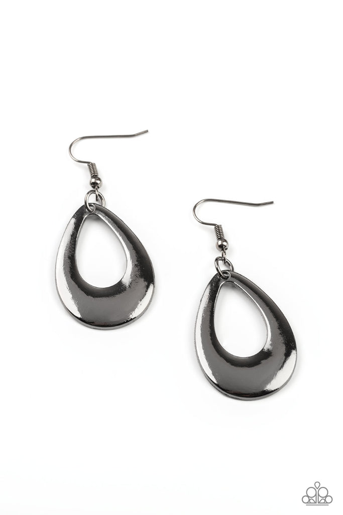 All Allure, All The Time - Black Gunmetal Earring-Paparazzi