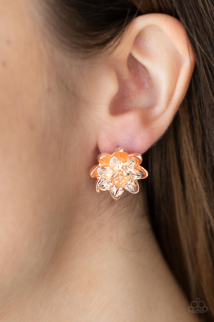 Water Lily Love - Rose Gold  Earring-Paparazzi