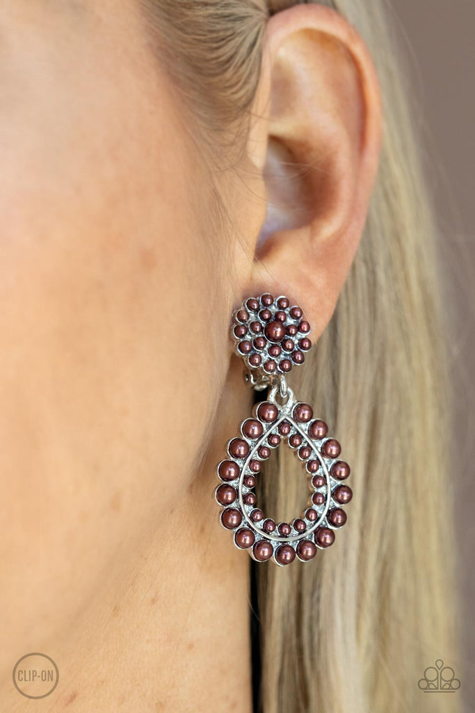 Discerning Droplets - Brown Clip-On Earring-Paparazzi