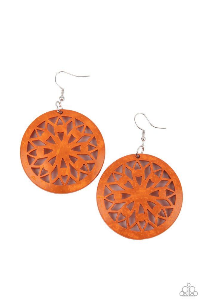 Ocean Canopy - Orange Paparazzi Earring
