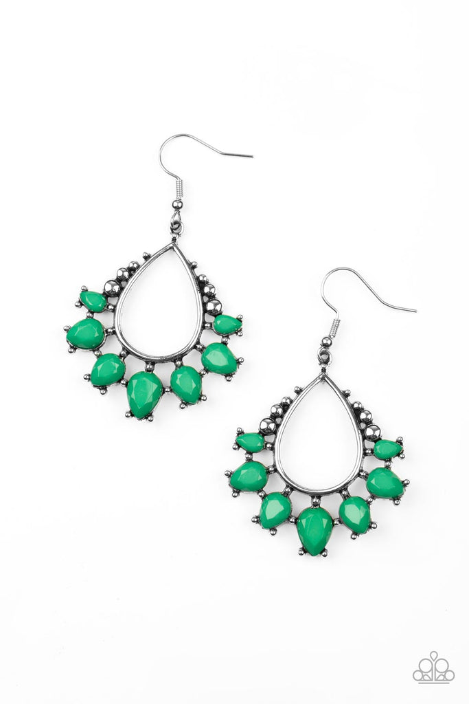 Flamboyant Ferocity - Green Earring-Paparazzi