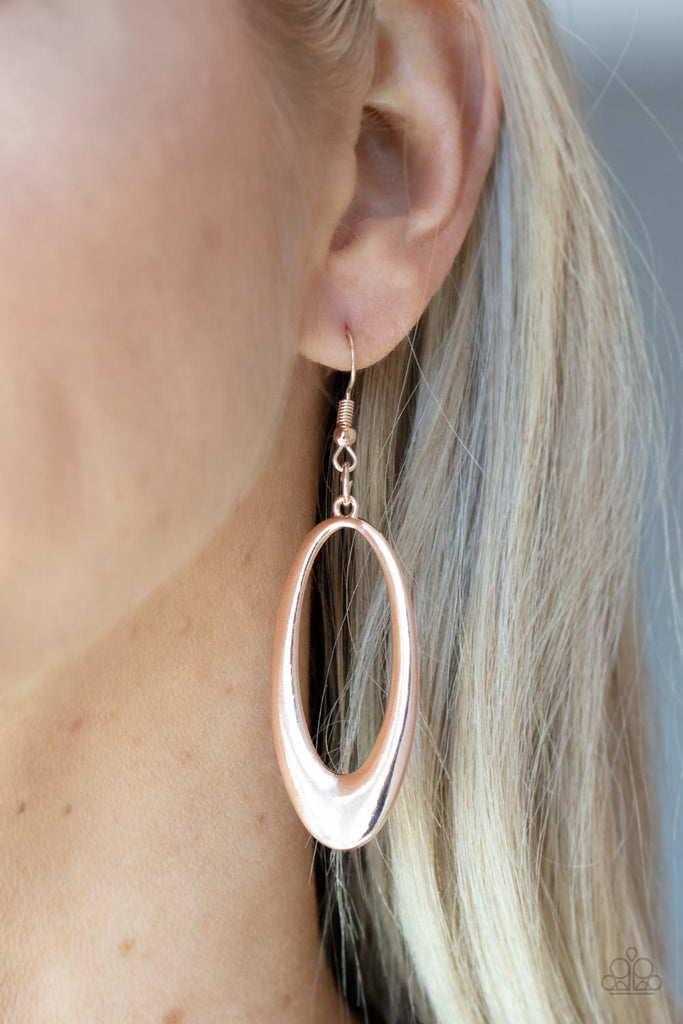 OVAL The Hill - Rose Gold Earring-Paparazzi