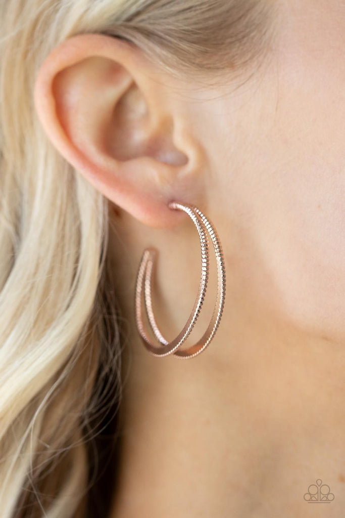 Rustic Curves - Rose Gold Earring-Paparazzi