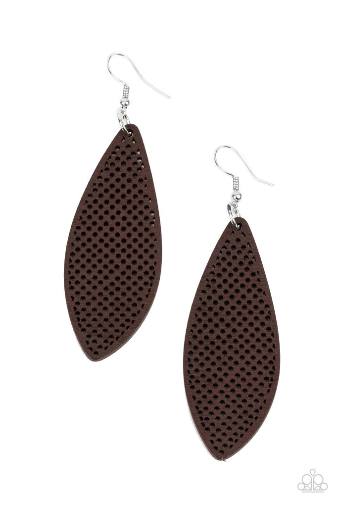 Surf Scene - Brown Wood Earring-Paparazzi