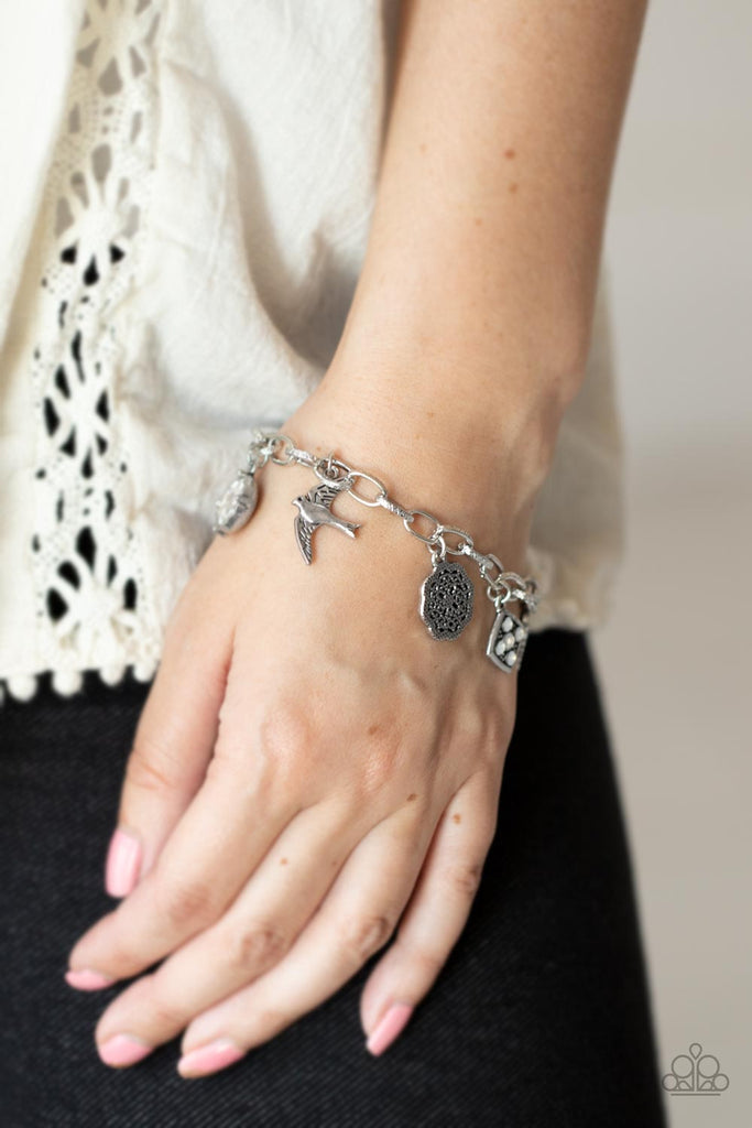 Fancifully Flighty - White Bracelet-Paparazzi