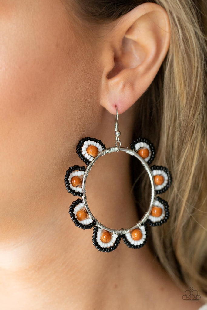 Groovy Gardens - Brown Stone Earring-Paparazzi