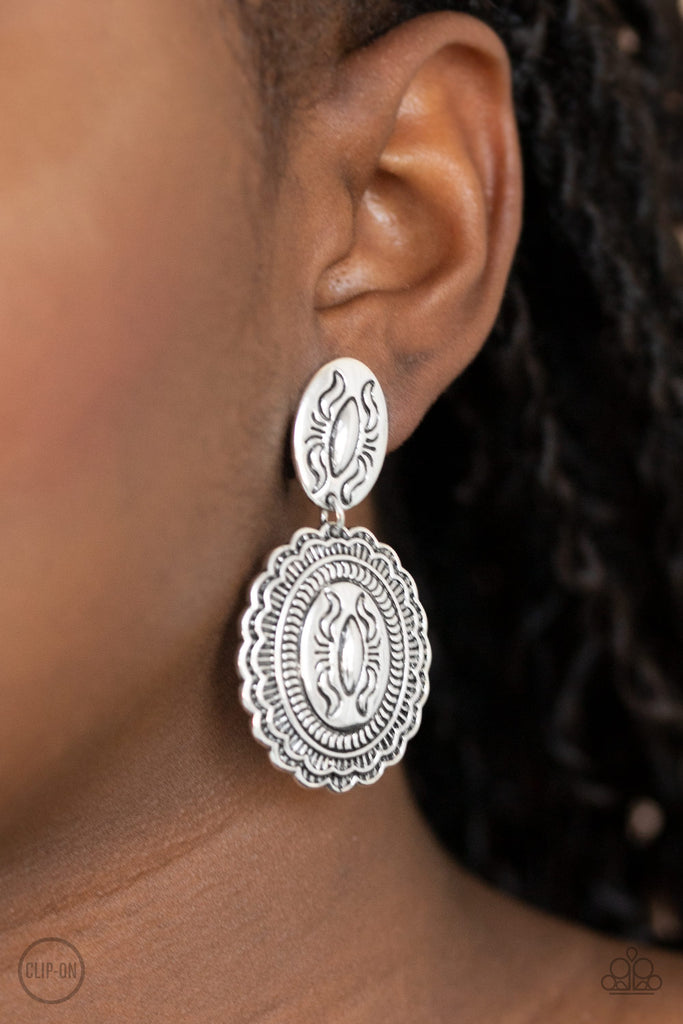 Ageless Artifact - Silver Clip-On Earring-Paparazzi