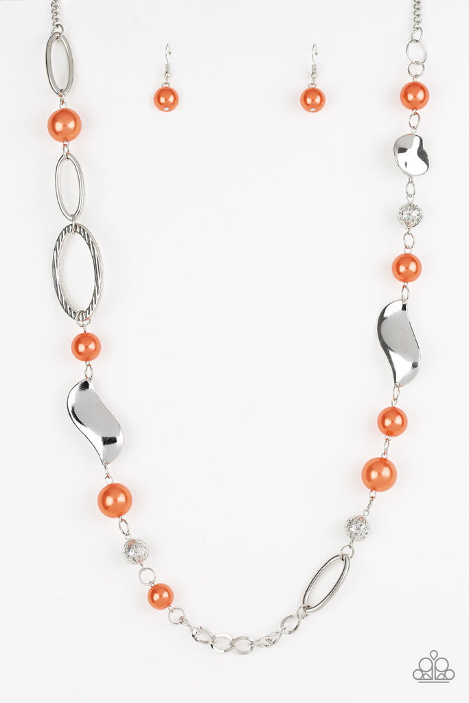 Paparazzi-All About Me-Orange Necklace-Long-Pearl - The Sassy Sparkle