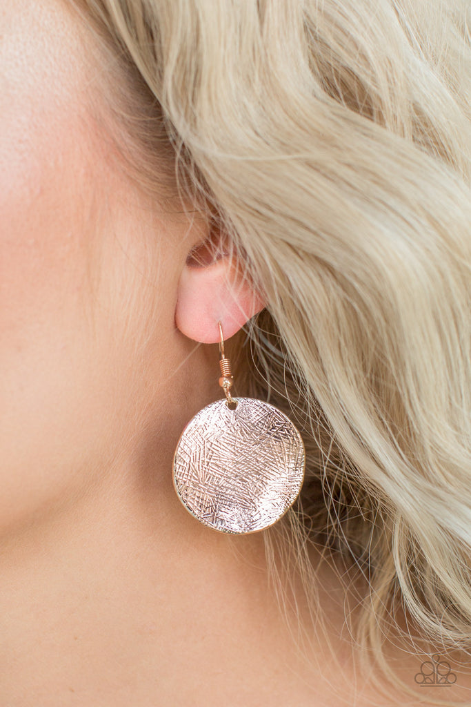 Basic Bravado - Rose Gold Earring-Paparazzi