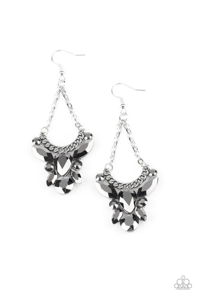 Paparazzi-Bling Bouquets-Silver and Hematite Rhinestone Earrings - The Sassy Sparkle