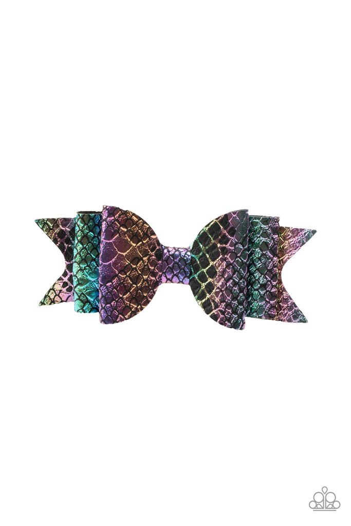 Paparazzi-BOW Your Mind-Black Based Hair Clip-Mermaid Scale Pattern - The Sassy Sparkle
