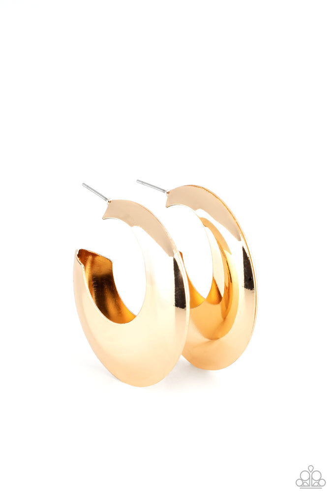 Chic CRESCENTO - Gold Post Hoop Earring-Paparazzi