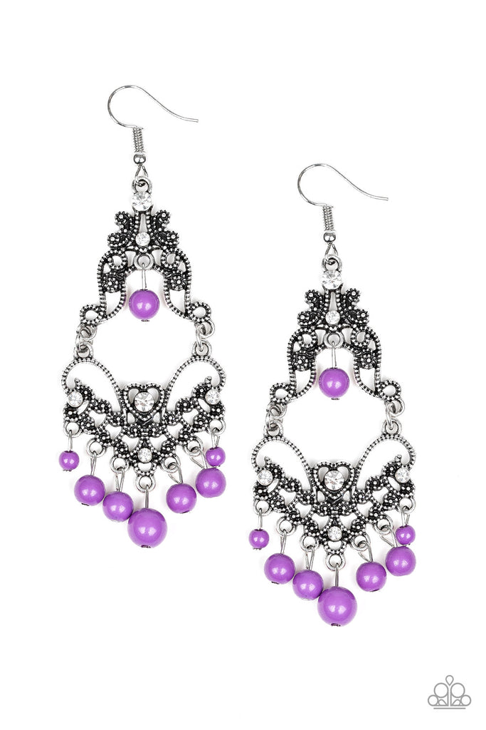Colorfully Cabaret-Purple Earring-Paparazzi - The Sassy Sparkle