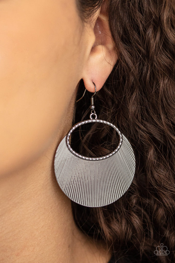 Fan Girl Glam - Black Gunmetal Earring-Paparazzi