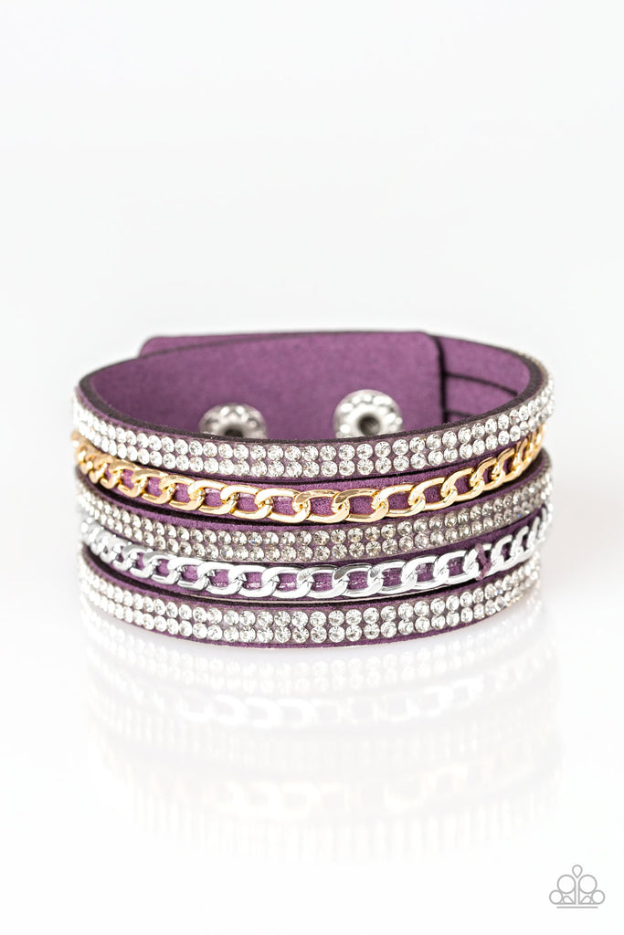 Paparazzi-Fashion Fiend-Purple Urban Bracelet-wrap and snap-suede - The Sassy Sparkle
