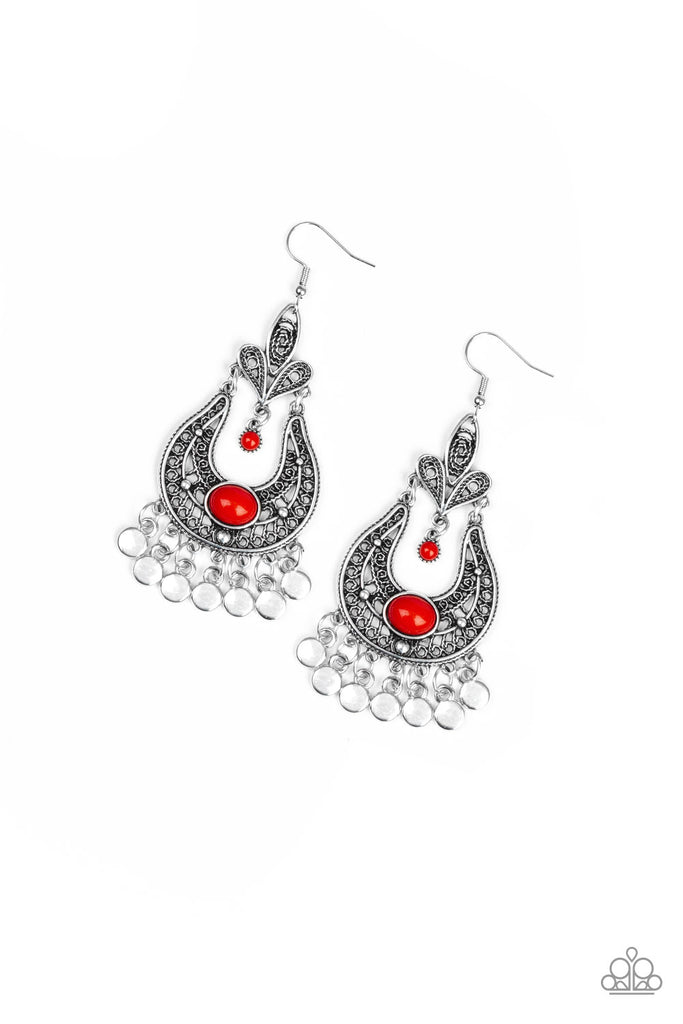 Paparazzi-Fiesta Flair-Red Earrings - The Sassy Sparkle