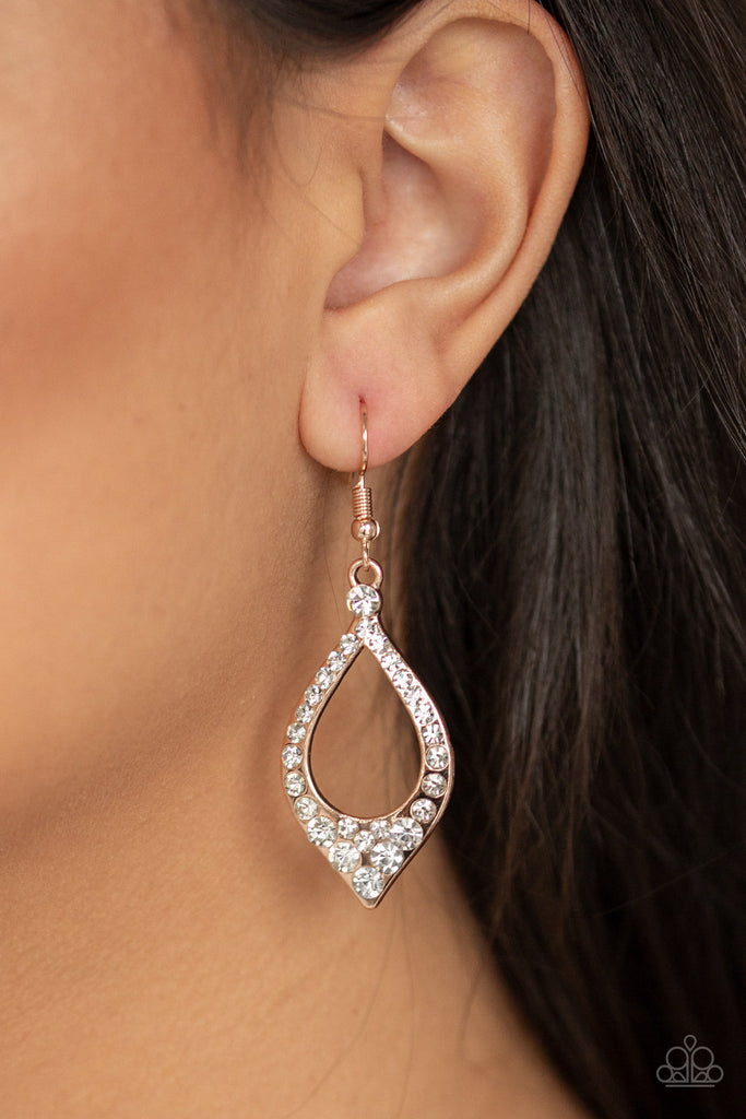 Finest First Lady-Rose Gold Earrings-Paparazzi - The Sassy Sparkle