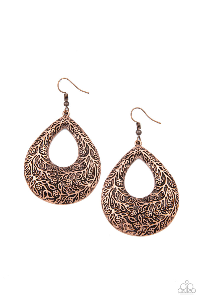 Flirtaciously Flourishing-Copper Earring-Paparazzi