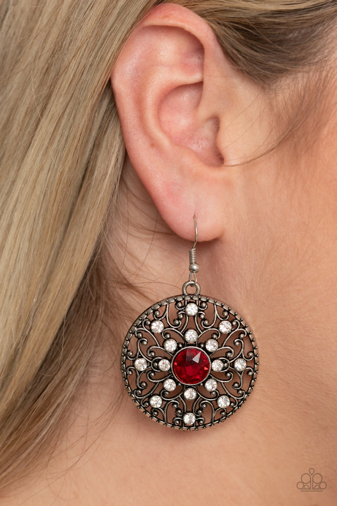 GLOW Your True Colors-Red Earring-Rhinestone-Paparazzi - The Sassy Sparkle