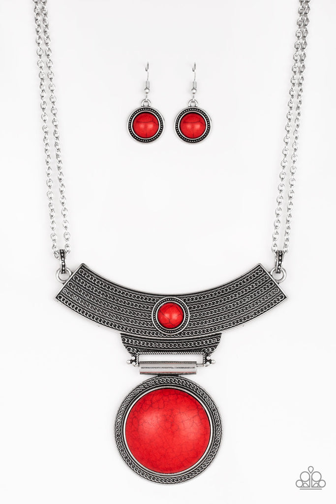 Lasting EMPRESS-ions-Red $5 Paparazzi Necklace-Stone-Short - The Sassy Sparkle