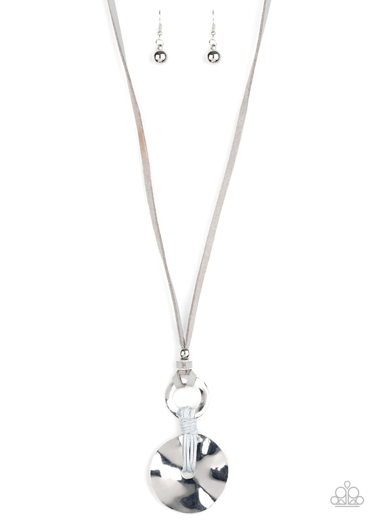 Nautical Nomad-Silver Necklace-Leather-Pendant-Paparazi - The Sassy Sparkle