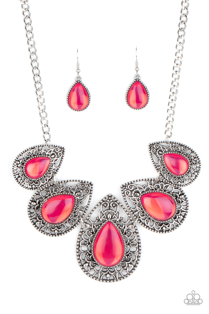 Opal Auras-Pink Necklace-Paparazzi - The Sassy Sparkle