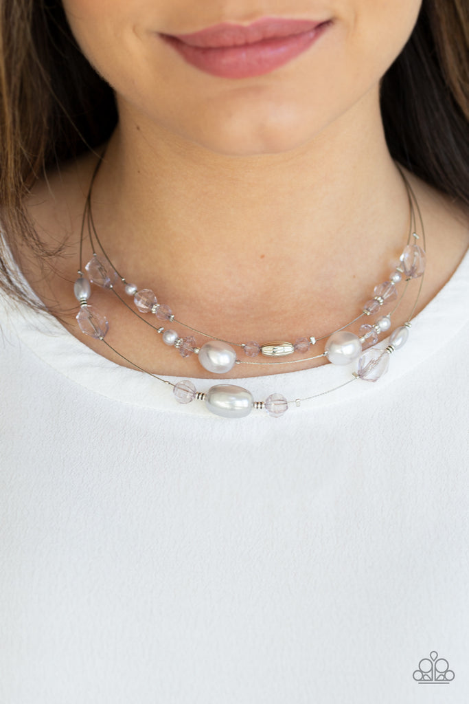 Paparazzi-Pacific Pageantry-Silver Necklace-Pearl-Illusion-Short - The Sassy Sparkle