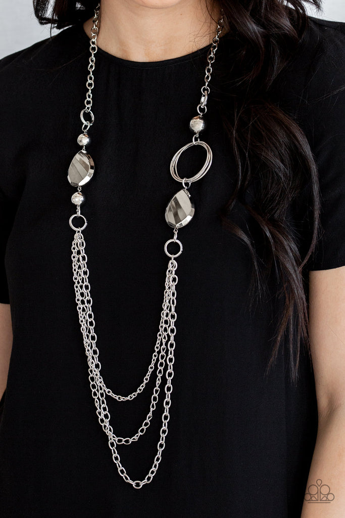 Rebels Have More Fun-Silver Necklace-long-layered-classic-Paparazzi - The Sassy Sparkle