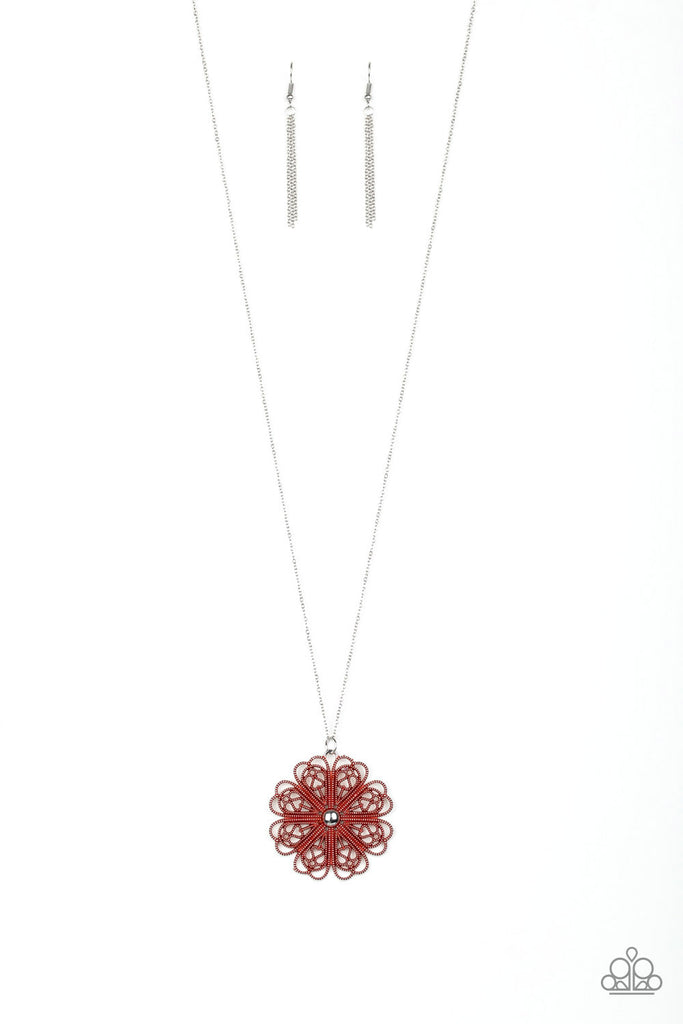 Spin Your PINWHEELS - Red Necklace-Paparazzi - The Sassy Sparkle