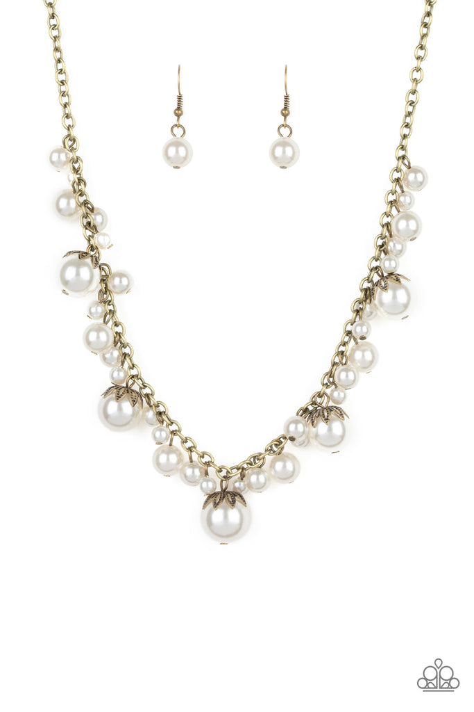 Uptown Pearls-Brass and Pearl Necklace-Short-Paparazzi - The Sassy Sparkle