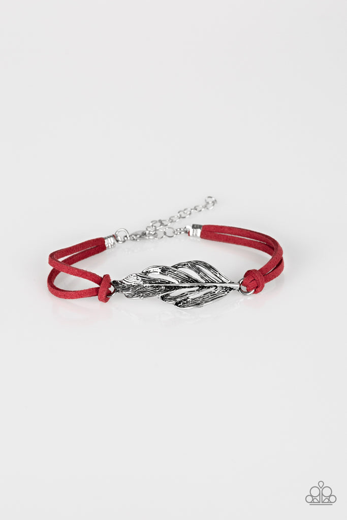 Faster Than FLIGHT - Red Feather Bracelet-Paparazzi