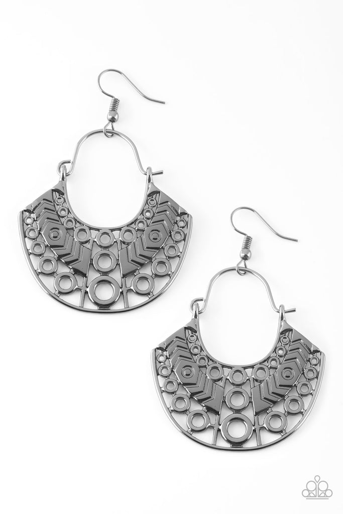 Indigenous Idol - Black Gunmetal Earring-Paparazzi