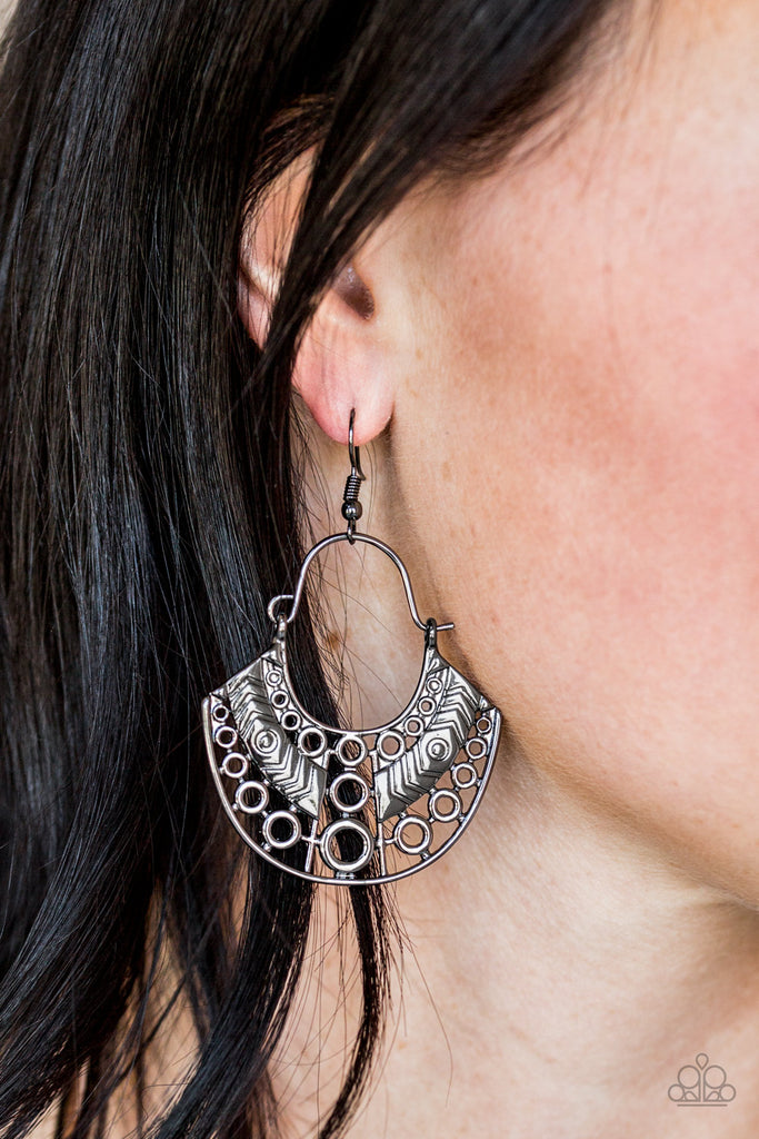 Indigenous Idol-Black/Gunmetal Earrings-Paparazzi - The Sassy Sparkle