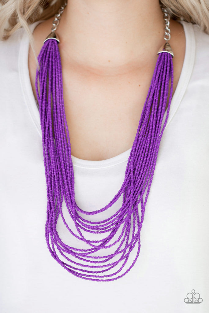 Peacefully Pacific - Purple Necklace-Paparazzzi