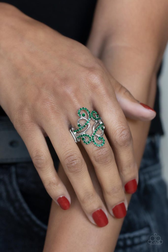 Billowing Beauty - Green-Paparazzi Ring - The Sassy Sparkle
